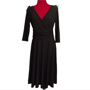 Studio Black Dress Midi Size 10 3/4 Sleeves